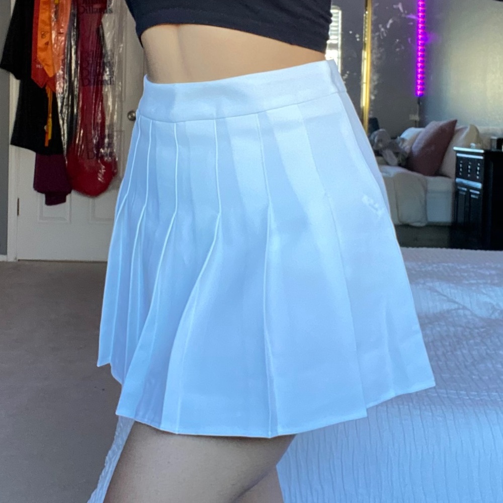 White Pleated Tennis Skater Skirt - Picture 2 of 4